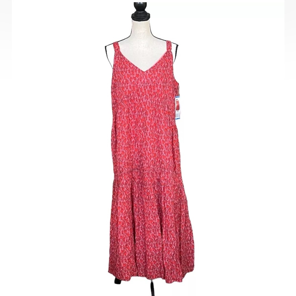 Joie Tiered Maxi Dress Size Large Tea Rose Red Sleeveless NWT